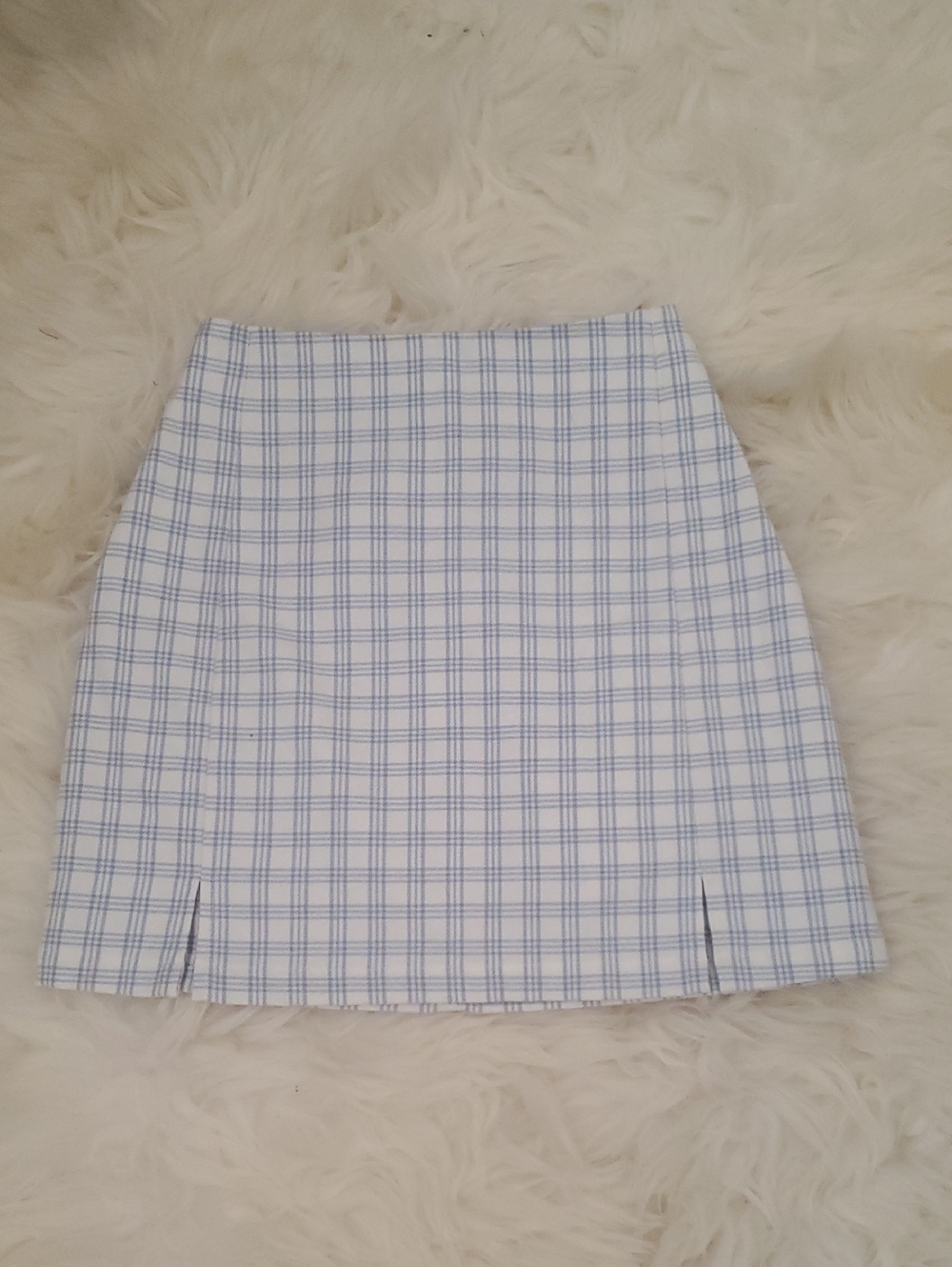 Brandy Melville Blue & White Plaid Mini Skirt